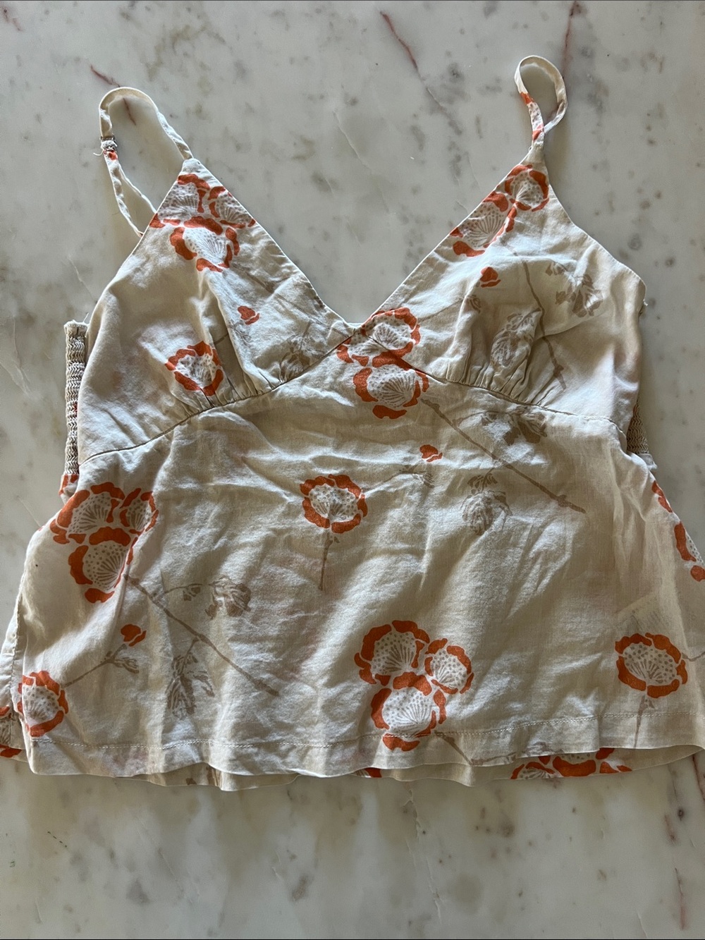 Brixton Cream Cami with Orange Floral Print